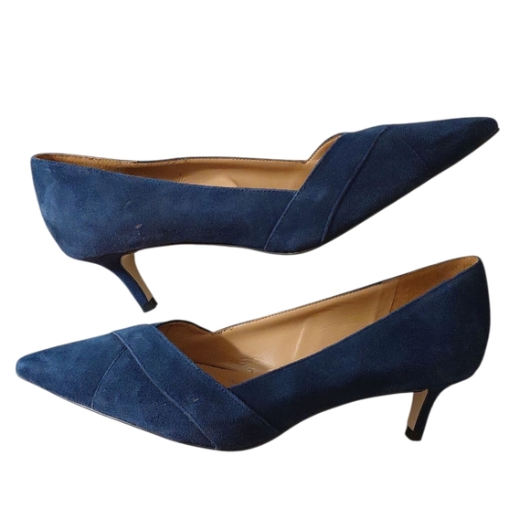 Talbots Erica Classic Blue Suede Heels Pointed Toe Kirren Heel Pumps Size 9 - Picture 10 of 10